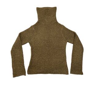 Vintage J. Crew Boucle Wool Blend Turtleneck Knit Sweater Brown Womens Medium